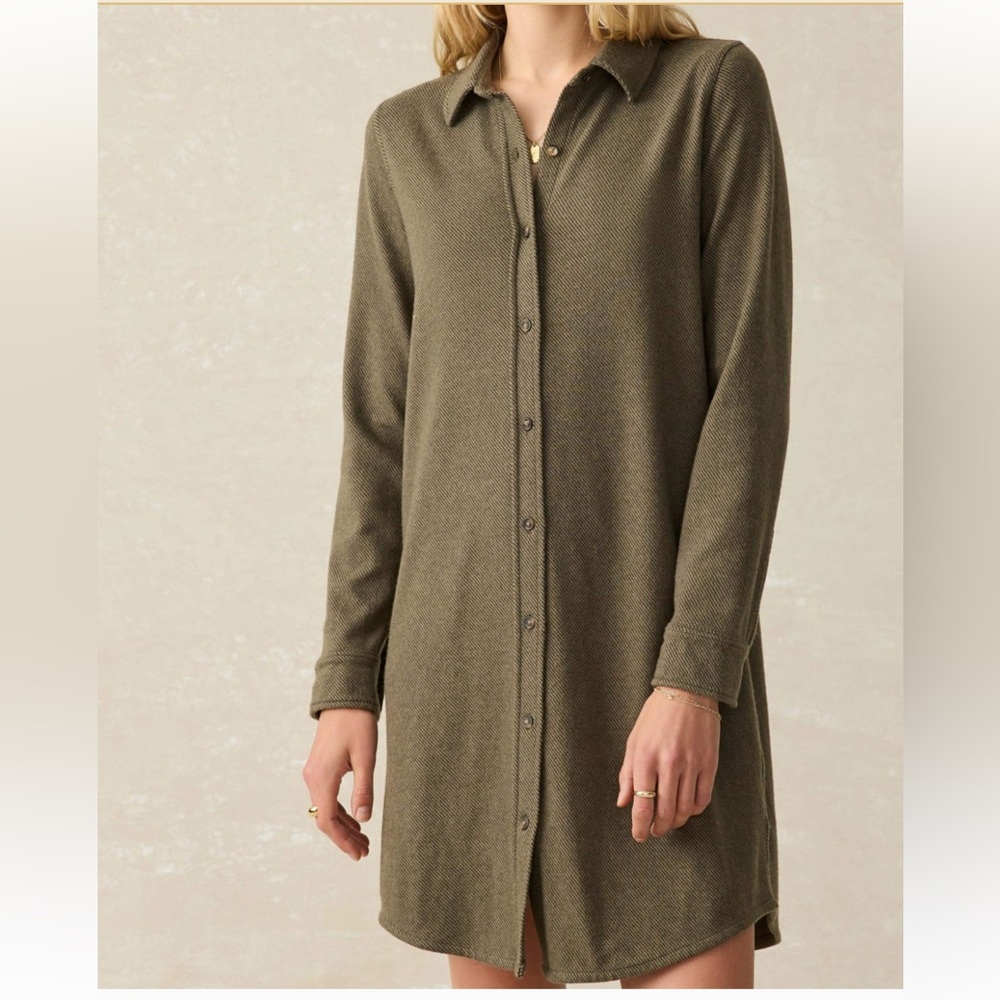 FAHERTY Legend Sweater Dress Olive Melange Twill Size XS, NWT